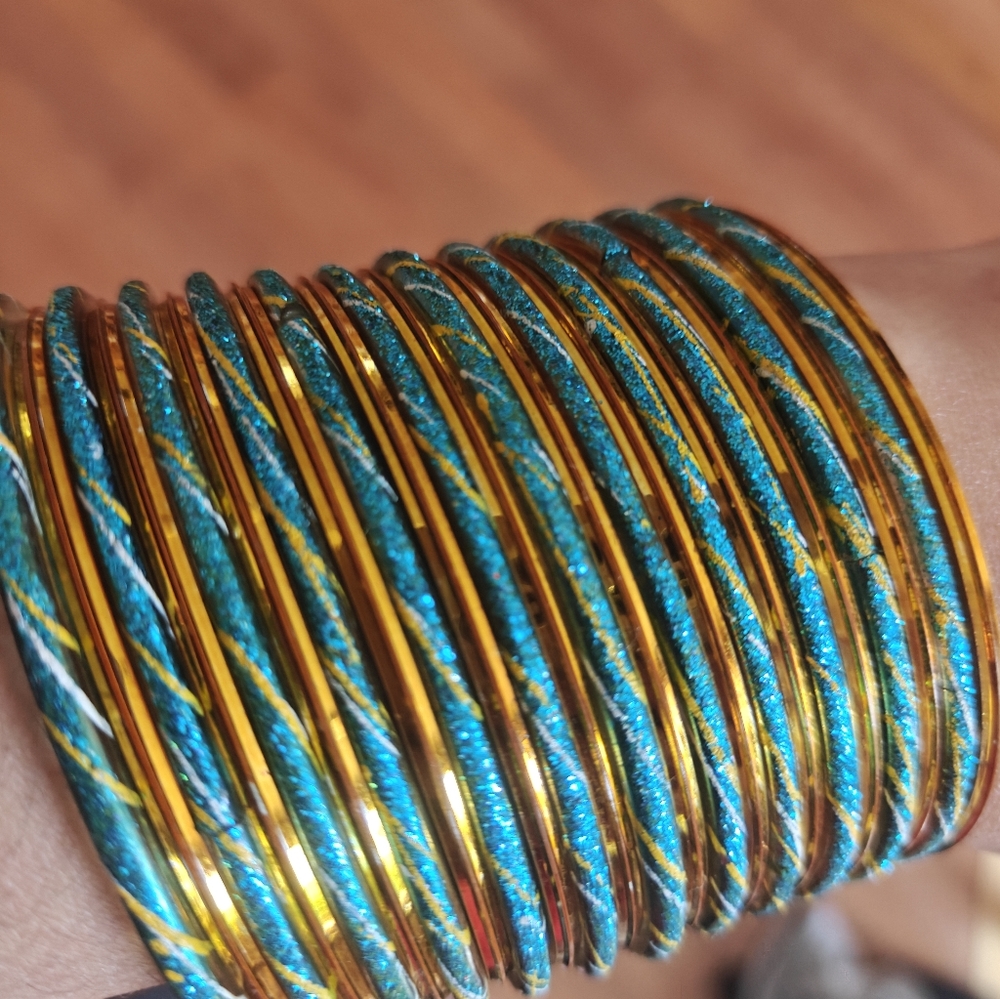 Elegant Gold and Blue Bangles. ***Two for $30***